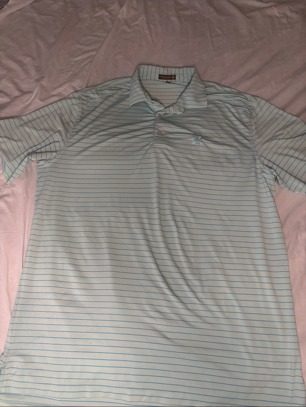 Peter Millar Summer Comfort Golf Polo Men’s L 1898 Club Logo Striped